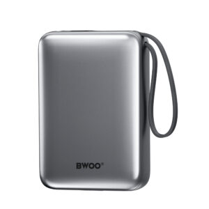 BWOO išorinė baterija P73 22.5W 20000 mAh su 2 integruotais laidais 1 x USB-C 1 x Lightning juoda - Image 2