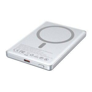 BWOO aliumininė magnetinė išorinė baterija P75 PD 20W 5000 mAh su skaitmeniniu ekranu ir USB-C jungtimi, sidabrinė - Image 3