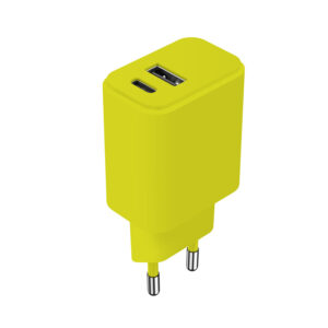 Setty įkroviklis USB + USB-C 20W LSIM-AC-2011 laimo spalvos