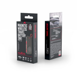 Maxlife belaidė išorinė baterija MXPB-08 10000 mAh magnetinė 3in1 juoda - Image 3