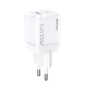 BWOO GaN sieninis įkroviklis CDA222 PD 35W 1 x USB 1 x USB-C, baltas - Image 2