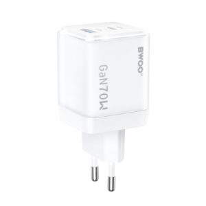BWOO GaN sieninis įkroviklis CDA224 QC 70W 1 x USB 1 x USB-C, baltas - Image 2