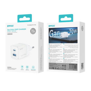 BWOO GaN sieninis įkroviklis CDA224 QC 70W 1 x USB 1 x USB-C, baltas - Image 4