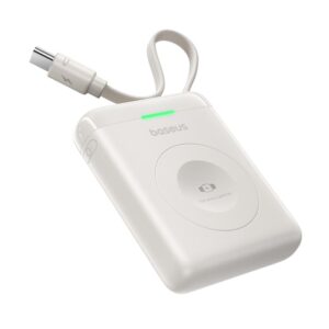 Baseus EnerFill FW11 nešiojamas belaidis įkroviklis Apple Watch laikrodžiui su integruotu laidu 5W baltas - Image 2