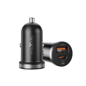 Maxlife MXCC-05 PD QC automobilinis įkroviklis 1x USB-C 1x USB 35W juodas - Image 2