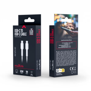 Maxlife MXUC-13 laidas USB-C - USB-C 1,0 m 60W baltas - Image 2