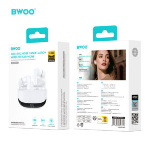 BWOO Bluetooth ausinės BW40 TWS ANC su LCD ekranu, baltos - Image 5