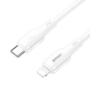 BWOO silikoninis laidas X329CL 27W USB-C - Lightning 1m baltas - Image 2