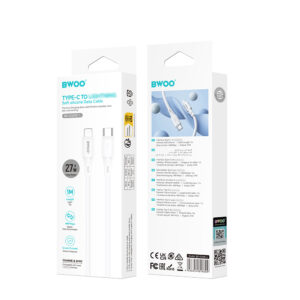 BWOO silikoninis laidas X329CL 27W USB-C - Lightning 1m baltas - Image 4