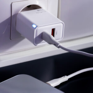 Maxlife MXTC-09-30AC GaN PD QC įkroviklis 1x USB-C 1x USB 30W baltas - Image 4