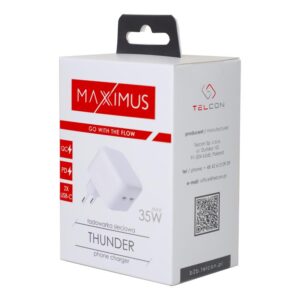 SIENINIS ĮKROVIKLIS MX THUNDER PD 35W, 2xUSB-C BALTAS - Image 4
