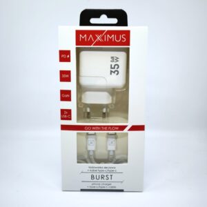 SIENINIS ĮKROVIKLIS MX BURST GaN PD 35W, 2xUSB-C + C/C PD LAIDAS 65W BALTAS - Image 5