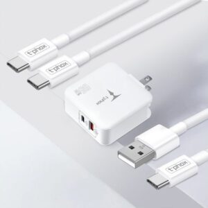 SIENINIS ĮKROVIKLIS T-PHOX MEGA T-PP09 GAN PD 65W USB/USB-C BALTAS - Image 3