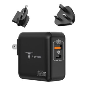 SIENINIS ĮKROVIKLIS T-PHOX MEGA T-PP09 GAN PD 65W USB/USB-C JUODAS - Image 2