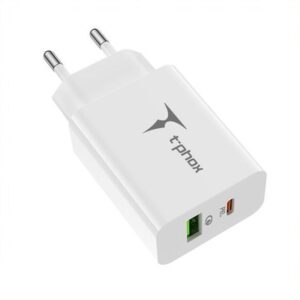 SIENINIS ĮKROVIKLIS T-PHOX SPEEDY USB-C 20W + USB 18W QC 3.0 BALTAS - Image 2
