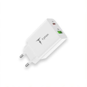 SIENINIS ĮKROVIKLIS T-PHOX SPEEDY USB-C 20W + USB 18W QC 3.0 BALTAS - Image 3