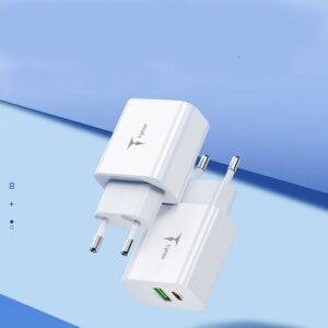 SIENINIS ĮKROVIKLIS T-PHOX SPEEDY USB-C 20W + USB 18W QC 3.0 BALTAS - Image 5