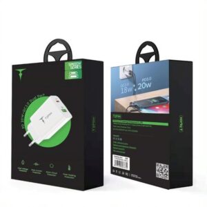SIENINIS ĮKROVIKLIS T-PHOX SPEEDY USB-C 20W + USB 18W QC 3.0 BALTAS - Image 6