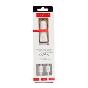 AUTOMOBILINIS ĮKROVIKLIS MX KAPPA 18W PD+QC, USB-A+C + TYPE-C/LIGHTNING KABELIS 20W PD BALTAS - Image 3