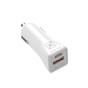 AUTOMOBILINIS ĮKROVIKLIS MX KAPPA 18W PD+QC, USB-A+C BALTAS