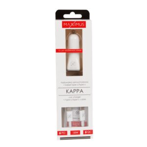 AUTOMOBILINIS ĮKROVIKLIS MX KAPPA 18W PD+QC, USB-A+C+ C/C KABELIS 20W PD, BALTAS - Image 3