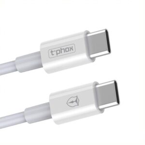 T-PHOX KABELIS GLARY LITE SERIES 3A 1M USB-C/USB-C BALTAS - Image 2