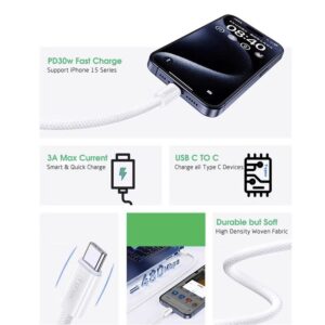 T-PHOX CC15 SERIJOS USB-C/USB-C LAIDAS 60W 3A BALTAS - Image 4