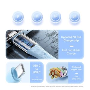 T-PHOX KABELIS GENTLE USB-C/USB-C 60W JUODAS - Image 4