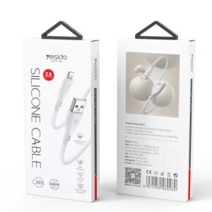 YESIDO SILIKONINIS LAIDAS CA119 12W USB/LIGHTNING 1M 2,4A BALTAS - Image 2