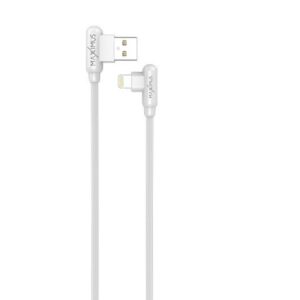 KABELIS MX CORNER GREITOJO ĮKROVIMO LIGHTNING 2.4A/1M, BALTAS KAMPINIS