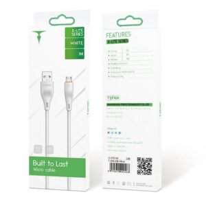 T-PHOX KABELIS X-LITE MICRO USB BALTAS 1M 3A - Image 3