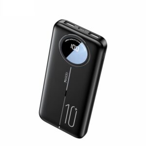 yesido išorinė baterija YP40 10 000 mAh LED, 2xUSB-A + USB-C, JUODA