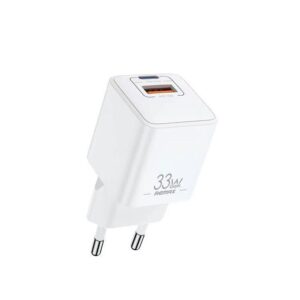 REMAX SIENINIS ĮKROVIKLIS BATT SERIES PD QC 33W RP-U26 1xUSB + 1xUSB-C BALTAS