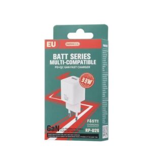 REMAX SIENINIS ĮKROVIKLIS BATT SERIES PD QC 33W RP-U26 1xUSB + 1xUSB-C BALTAS - Image 3
