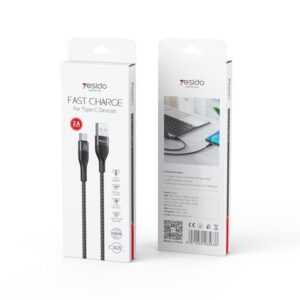 YESIDO KABELIS CA121 18W USB/TYPE-C 1M 2A JUODAS - Image 2