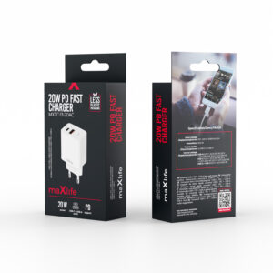 Maxlife MXTC-13-20AC PD QC įkroviklis 1x USB-C 1x USB 20W baltas - Image 5