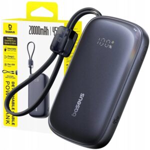 Baseus Powerbank EnerFill FC21 Qpow 3 Ultra 20000mAh 22.5W su LCD ekranu ir laidu juodas - Image 2