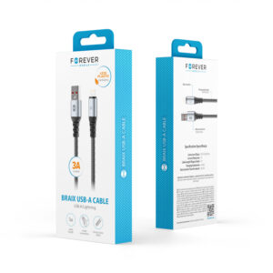 Forever Braix laidas USB - Lightning 1,0 m 3A juodas - Image 2