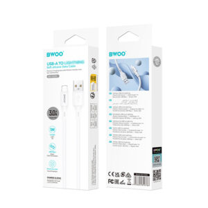 BWOO 3A silikoninis laidas X329L usb - lightning 3A 1m baltas - Image 4