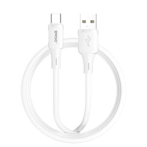 BWOO 3A silikoninis laidas X329C USB - USB-C 1m baltas
