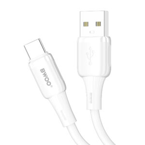 BWOO 3A silikoninis laidas X329C USB - USB-C 1m baltas - Image 3