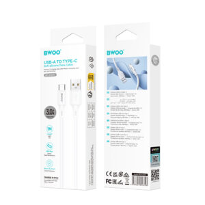 BWOO 3A silikoninis laidas X329C USB - USB-C 1m baltas - Image 4