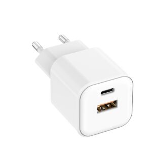 Setty sieninis įkroviklis USB-A + USB-C 20W LSGaN-AC-200 baltas