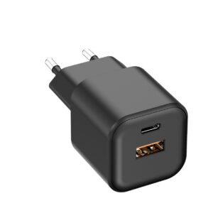 Setty sieninis įkroviklis USB-A + USB-C 20W LSGaN-AC-201 juodas