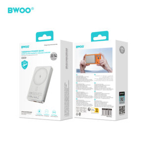BWOO P82 BO 10000mAh 15W išorinė baterija su belaidžiu įkrovimu, šviesiai pilka - Image 5