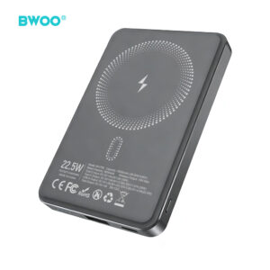 BWOO P82 BO 10000mAh 15W išorinė baterija su belaidžiu įkrovimu, tamsiai pilka