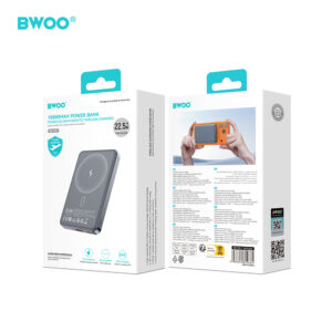 BWOO P82 BO 10000mAh 15W išorinė baterija su belaidžiu įkrovimu, tamsiai pilka - Image 5