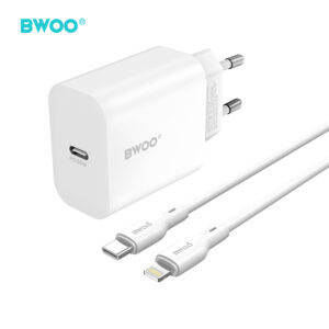BWOO sieninis įkroviklis CDA233 PD 20W 1x USB-C su USB-C - Lightning laidu baltas - Image 1