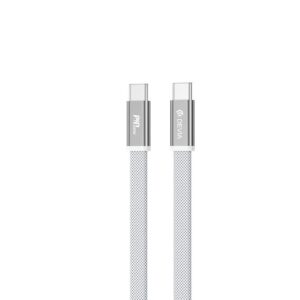 Devia Ultra3 USB-C PD 240W metalinis pintas plokščias greitojo įkrovimo laidas 1,5 m baltas