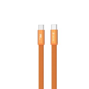 Devia Ultra3 USB-C PD 240W metalinis pintas plokščias greitojo įkrovimo laidas 1,5 m oranžinis